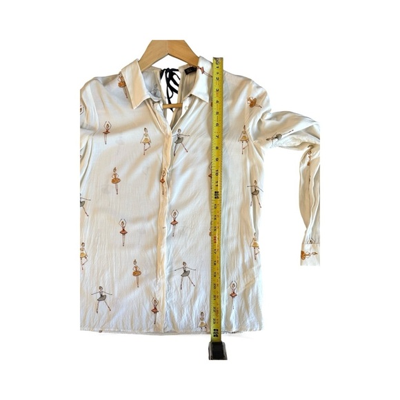 Zara Cream Ballerina Blouse with Tiny Black Bow Tie - Picture 8 of 14